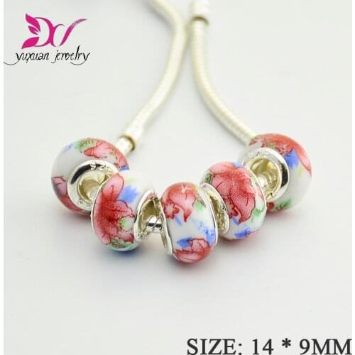 10pcs /lot Hole 5mm Big Large Hole Ceramic Beads European Charm Bead For Jewelry Making DIY Accessories perline TK011