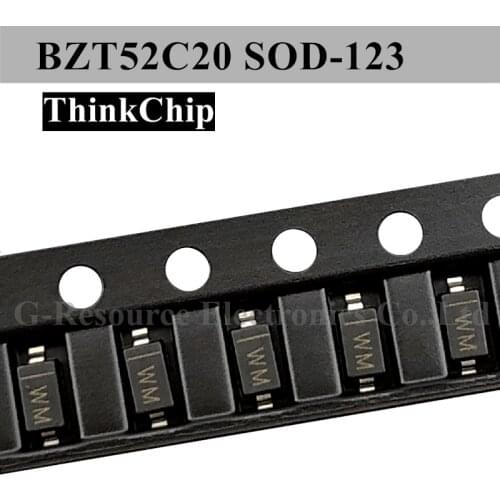 100pcs) BZT52C20 SOD-123 SMD 1206 Voltage Stabilized Diode 20V (Marking WM)