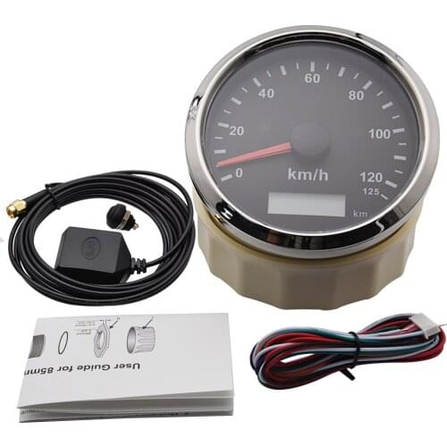 125KMH 200KMH GPS Speedometer Gauge Odometer 85MM Speed Gauge with GPS Antenna Red Backlight Overspeed Warning for Marine Boat
