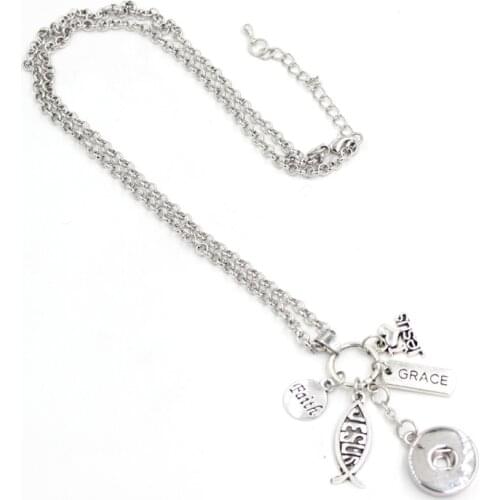 18mm Snap Jewelry Christian Faith Inspirational Charms I love Jesus Pendant Necklace Gifts Liobonar Snap Buttons Charms Necklace