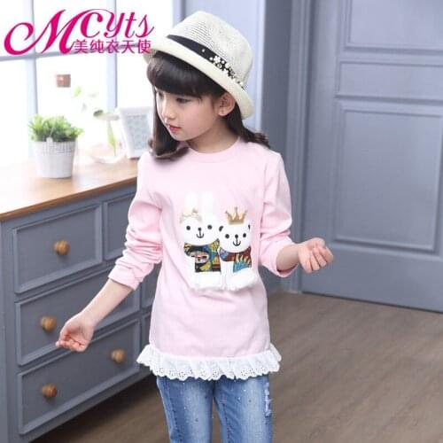 Girls 2016 New Spring Collar Children Fashion Long-sleeved T-shirt Cartoon Cuhk Childrens T-shirt