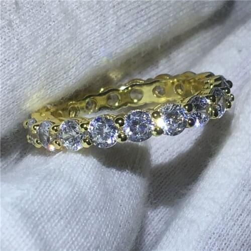 3 colors Eternal ring Round 4mm AAAAA zircon cz Yellow Gold Filled 925 silver Enagement Wedding Band Rings for women Men Jewelry