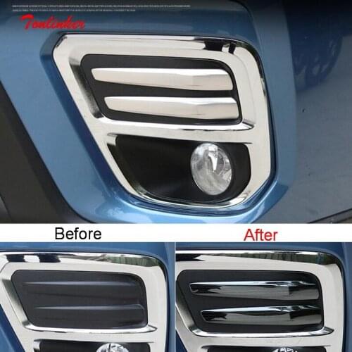 Tonlinker Exterior Car Fog light Cover stickers for SUBARU FORESTER 2019-20 Car Styling 4 PCS Stainless steel Cover stickers