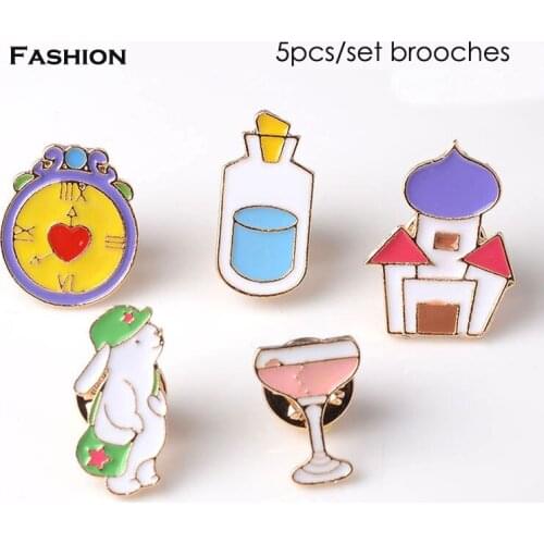 5pcs/set Fashion metal rabbit brooches for suits Shirt collar buckle needle pins and brooches jewelry accessories badges