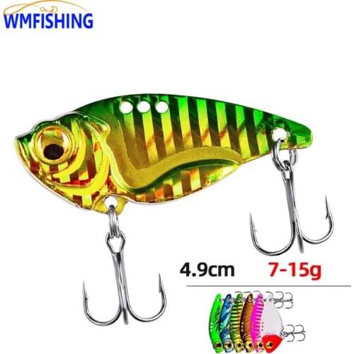 6PCS/Lot 7g/10g/15g 3D EyesMetal VIB Blade Lure Sinking Vibration Baits Artificial Vibe for Bass Pike Perch Fishing Peche 6Color