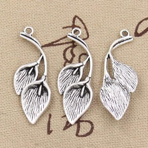 6pcs Charms Leaf Branch 40x14mm Antique Making Pendant fit,Vintage Tibetan Bronze Silver color,DIY Handmade Jewelry