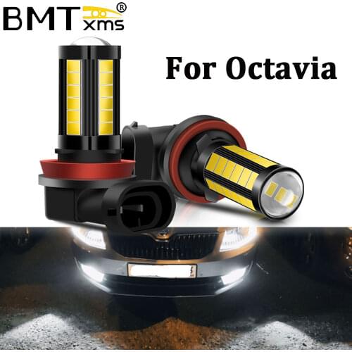 2pcs Canbus Car LED Lamp H11 H8 Front Fog Light Bulb For Skoda Octavia 2 3 MK2 MK3 1Z 5E A5 A7 FL 2005+ Auto Accessories