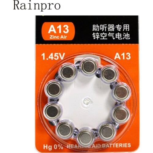 Rainpro 100PCS/LOT A13 13 Hearing Aid Batteries for Ear-back or concha-cavity hearing aids