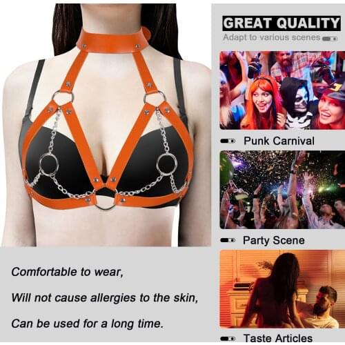 BDSM Fetish Leather Bondage Collar Body Harness Sex Toys Adult Products For Couples Underwear Belt Chain Slave Brassiere Woman