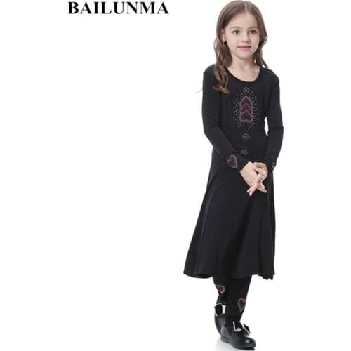 Diamond Formal Muslim girl dress kids abaya dress long muslim Set dress with pants TH605