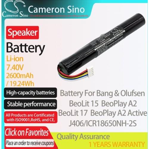 CameronSino Battery for Bang & Olufsen BeoLit 15 17 BeoPlay A2 Active fits Bang & Olufsen J406/ICR18650NH-2S Speaker Battery