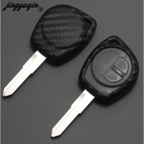 Jingyuqin 2 Buttons Carbon Silicone Car Remote Key Case For Suzuki SX4 Swift Vitara Fiber Keychain Fob Protect Cover