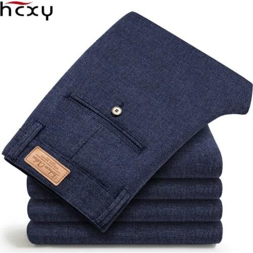 HCXY Brand Fashion New High Quality Cotton Men Pants Straight 2018 Spring Long Male Classic Business Casual Trousers