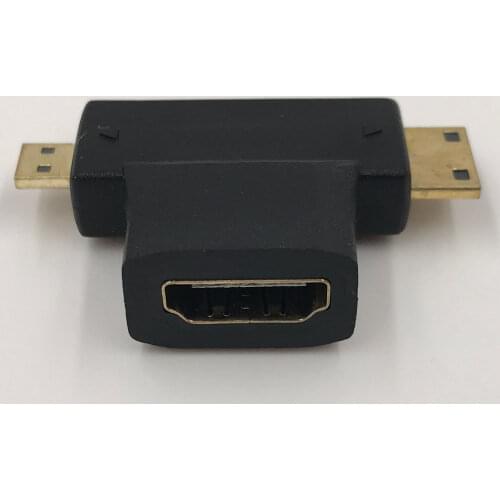 HDTV to Mini+Micro Female to Male adapter HDMI-Compatible Female to Mini Male + Micro Male Converter Gold Plated 1Pcs