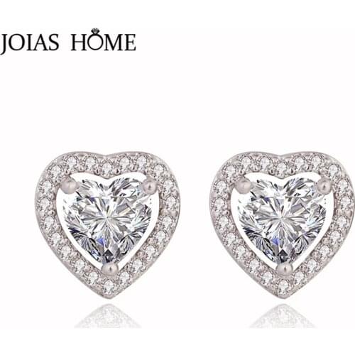 Joiashome Classic 925 Sterling Silver Earrings For Charm Lady With Heart Shape AAAAA Zircon Gemstones Wedding Party Gifts