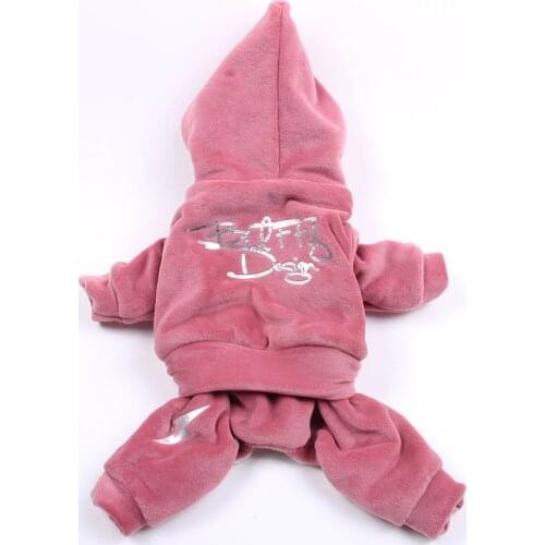 New Velvet Pet Dog Hoodie Coat Cat Puppy Fleece Jumpsuit Winter Warm Clothing Apparel