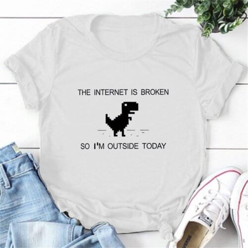 Summer Womens Tshirt Internet Broken Printed Shirts Plus Size Short Sleeve Casual T-Shirt Female Tees Tops