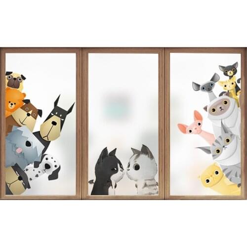 Cartoon Frosted Window Film No Glue Privacy Window Sticker Vinyl Opaque Flex Fusible Transfer Home Decorative Stained Glass Film