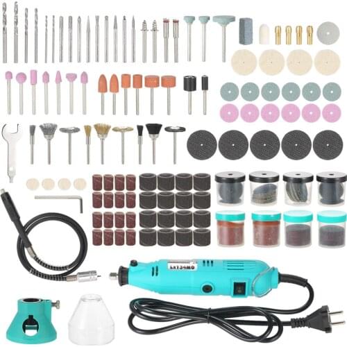 Meterk 228-Piece Rotary Tool Accessories Kit with Flex Shaft Electric Drill 6-Speed Engraving Grinding Drilling Tools AC220V