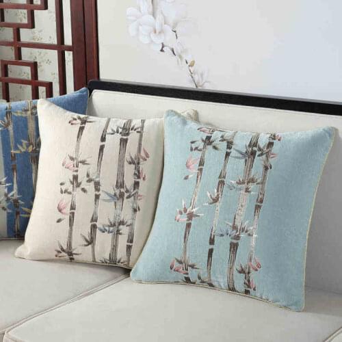30x50/45/50CM traditional Chinese bamboo pattern cushion cover mahogany sofa chenille pillowcase waist pillow covers backrest
