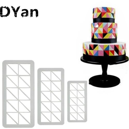 New 3pcs Right-Angledtriangle Fondant Printing Mold Visual Illusion Effect Biscuit Mold A1550