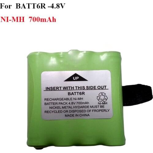 Long lasting new arrival 2pcs/lot 4.8V 700MAH NI-MH Rechargeable 2 Way Radio Battery for Midland BATT6R
