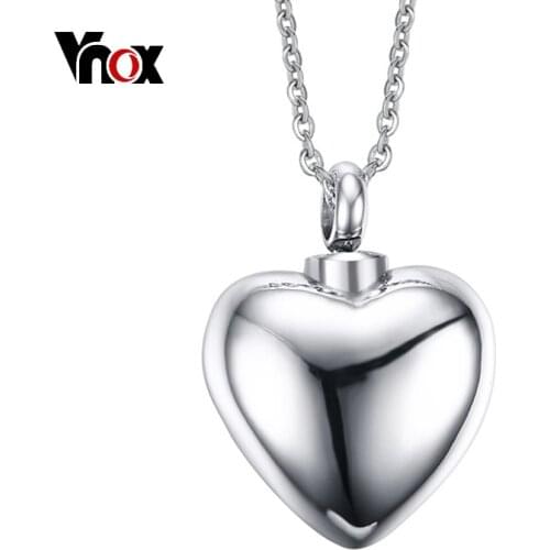 Vnox Hollow Openable Heart Pendant For Women Necklace High Polished Stainless Steel Memorial Charms Urn Ashes Holder