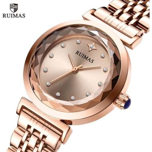 RUIMAS Luxury Crystal Watch Women Waterproof Rose Gold Bracelet Quartz Wrist Watches Lady Top Brand Clock Relogio Feminino 563