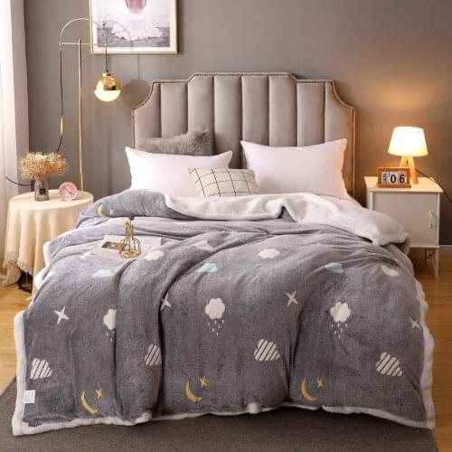 Gray New product Snow Fleece Double Thicken Multifunctional Duvet Cover Lamb Cashmere Single Product Duvet Cover Winter
