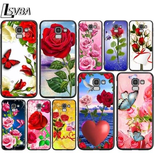 Red Flower Butterfly for Samsung Galaxy J2 J3 J4 Core J5 J6 J7 J8 Prime duo Plus 2018 2017 2016 Silicone Phone Cover