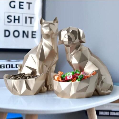 Nordic Ins Lucky Dog Key Storage Box Resin Crafts Animal Ornament Decoration Home Livingroom Bar Desk Cat Figurines Accessories