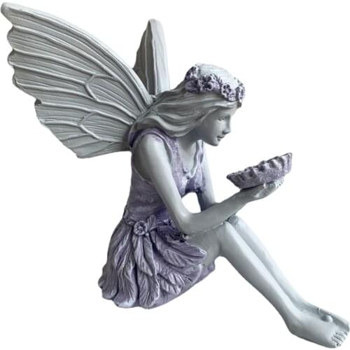 Resin Angel Statue Fairy Girl Statues with Wing Art Sculpture Garden Yard Ornaments Home Lawn Gardening Decor Garden Decoration
