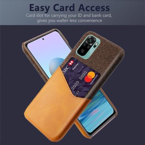 Cloth Texture Card Slot Cover For Xiaomi Redmi Note 10 Funda Luxury Febric Slim Antiskid Case For Redmi Note 10 4G 6.43" Coque