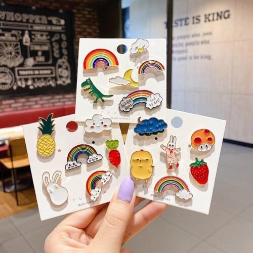 Creative Rainbow Bridge Clouds Brooches Pin Unisex Metal Pin Denim Bag Lapel Cartoon Pins Wholesale Jewelry Accessories