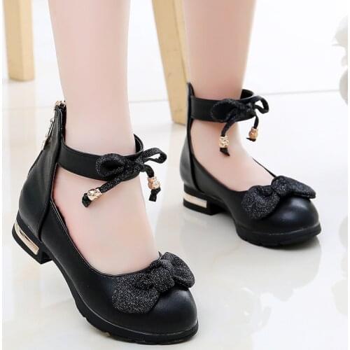 Spring Kids Shoes Baby Fashion Bow Children Dresses Leather Princess School Shoes 2021 New Little Girl Shoes E771