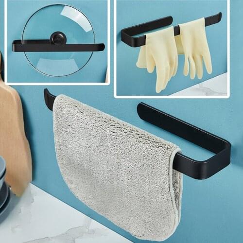 Towel Rack Wall Mounted Punch-free Toilet Paper Holder Multifunction Kitchen Plastic Wrap Holder Home Bathroom Accessories