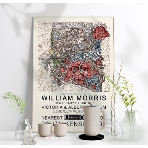 William Morris Victoria And Albert Museum Exhibition Retro Poster Plant Pattern Wall Art Canvas Painting Poster Print Home Decor