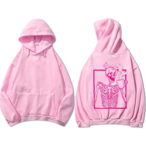 Fashionable Skull Hoodie Oversized Goth Aesthetic Pullover Cotton Sweatshirt Best Friend Harajuku Woman Basic Long Sleeve Hooded