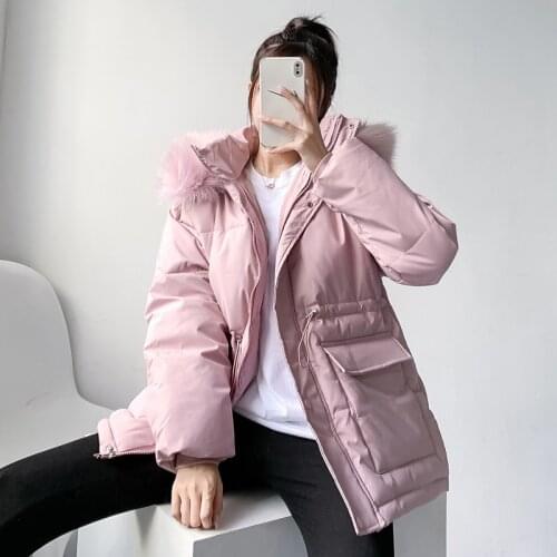 Winter Women Mid-long Parkas Fashion Slim Big Fur Collar Hooded Thicken Windproof Parkas Coat 2021 Fashion Outwear parkas