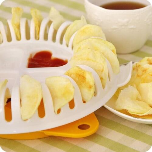 1SET New bakery tools DIY Microwave Potato Chips Cooked Oven Microwave Cutting Grill Basket Slicer OK 0406
