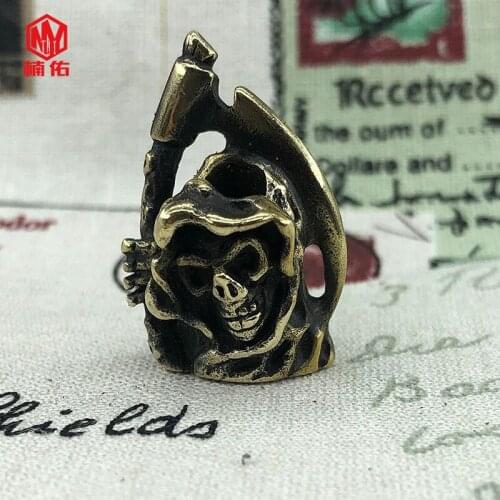 1 Pcs EDC Brass Beads Outdoor Pocket Tool Umbrella Beads Flashlight Beads Copper Grim Reaper Scythes Jewelry Beads