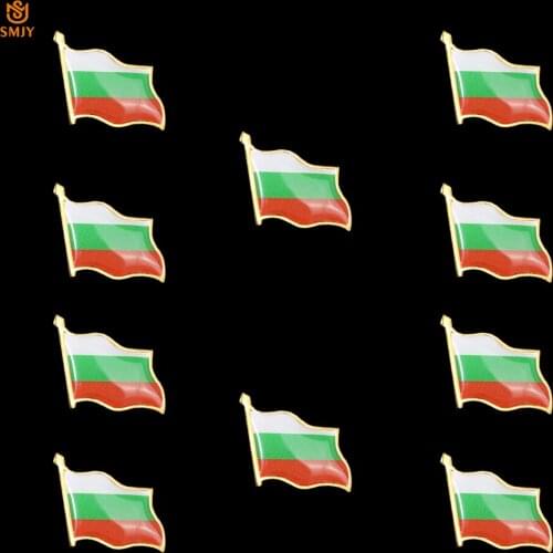 10PCS Bulgarian Zinc Alloy Epoxy Tie Lapel Flag Brooch Safety Buckle Pin Badge Suit Decorations Collection