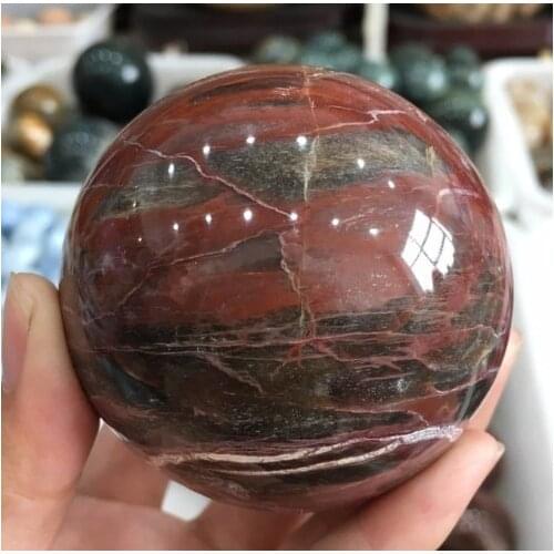 100mm Natural Petrified Wood Fossil Crystal Sphere Ball Madagascar