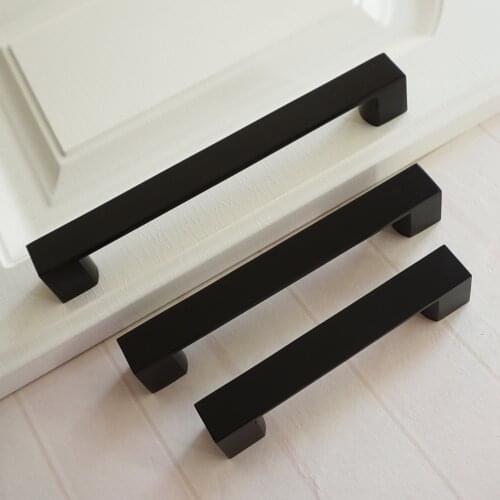 3.75" 5" 6.3" 7.55" Black Door Handles Zinc Alloy Drawer Pulls Kitchen Cabinet Handle Furniture Cupboard Handle 96 128 160 192mm