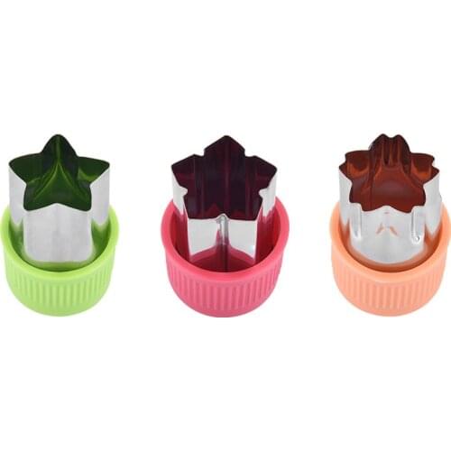 3Pcs/set Flowers Cartoon Vegetable Fruit Cutter Mold Stainless Steel Cake Cookie Plunger Mold Cutter Tool Kitchen Bakeware Tool