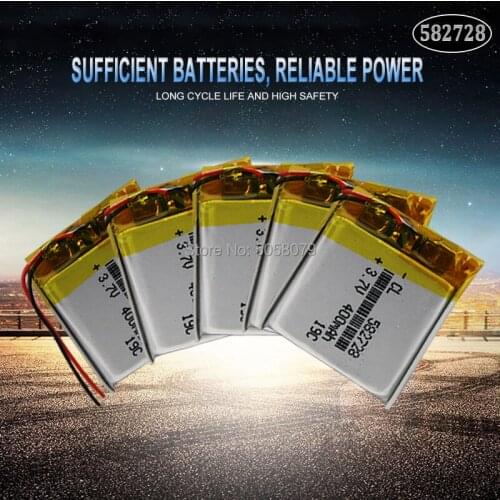5pcs 3.7V 400mAh 582728 Rechargeable li-ion Lipo Batteries Lithium Li-Po Polymer Battery For Bluetooth speaker PDA notebook