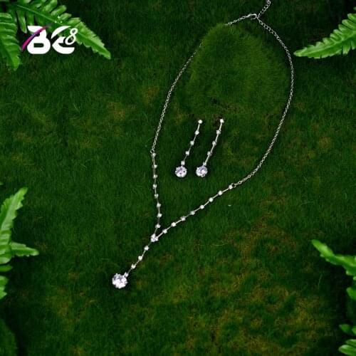Be 8 Briliant Round Shape Jewelry Set for Women AAA CZ Necklace Set Wedding Dress Accessories Party Show African Jewelry SetS057