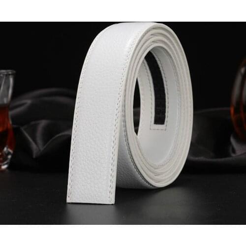 No buckle auto belt business belt White Double sided Two layer Cow 115 120 125 130CM Pair with white pants Luxury