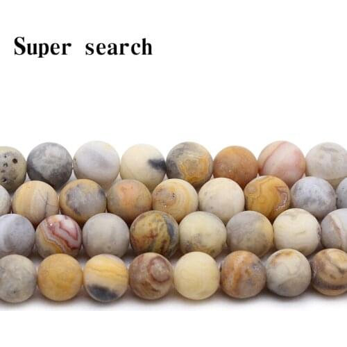 Natural Matte Beads yellow Gem Round Loose Stone Spacer Beads for DIY Necklace Bracelet Jewelry Making Size 4 6 8 10 12