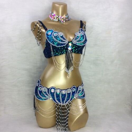 Made to measure new belly dance costume set BRA+belt+NECKLACE 3piece/ set ,any size,34/36/38/40/42 B/C/D/DD